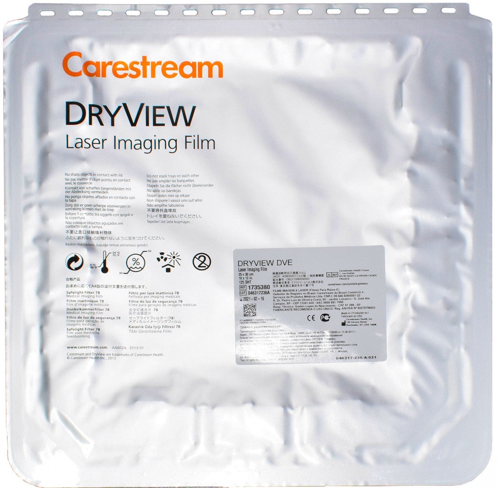 Película DryView DVE 25 x 30 (10x12") 100H CAJA C/5